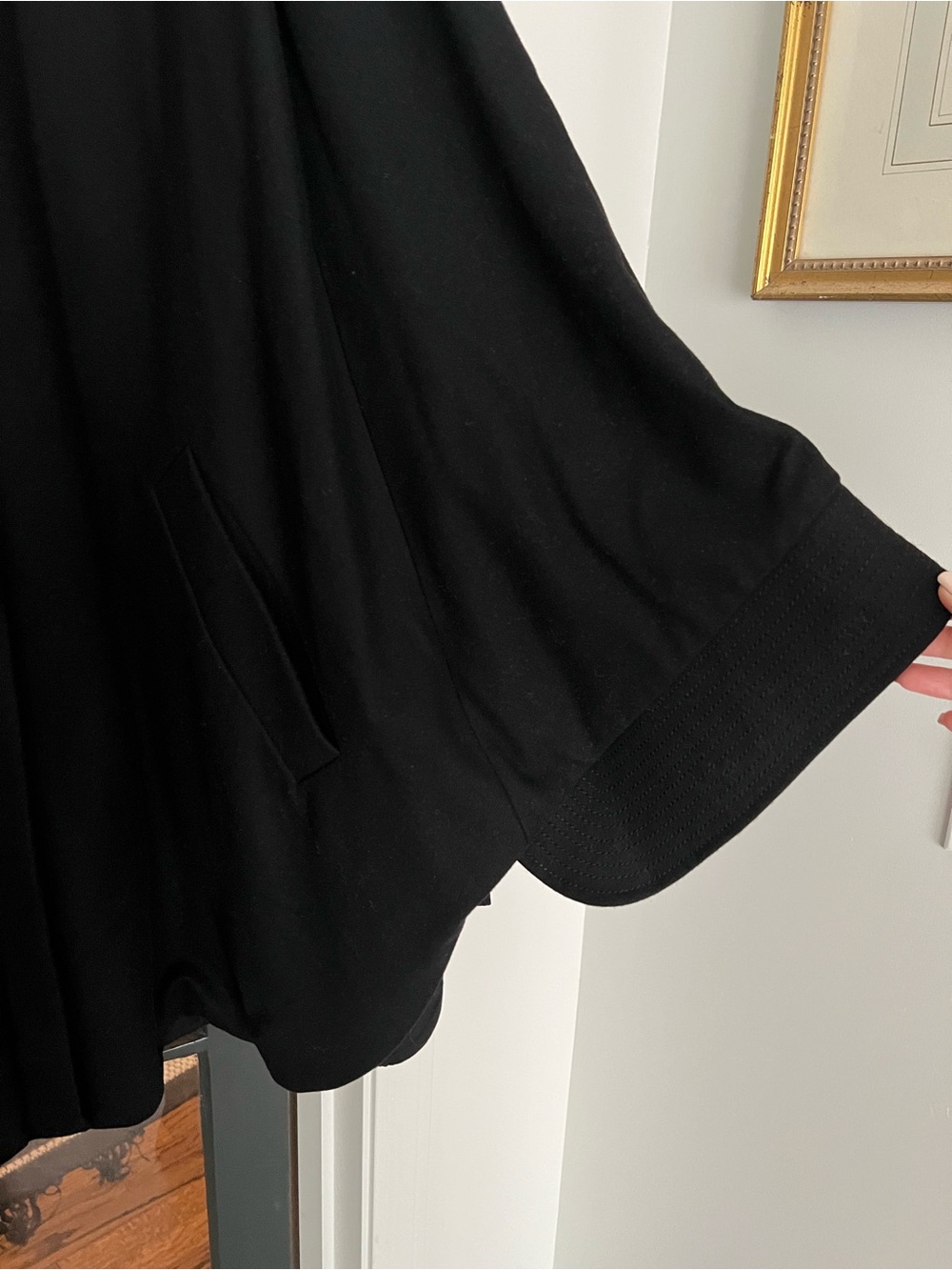 RARE!!! Diane Von Furstenberg Black Wool Draped Cape Coat - Picture 11 of 13